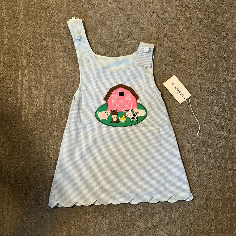 Smocked Dress 3T - reversible - Farm & Turkey embroidering 🦃